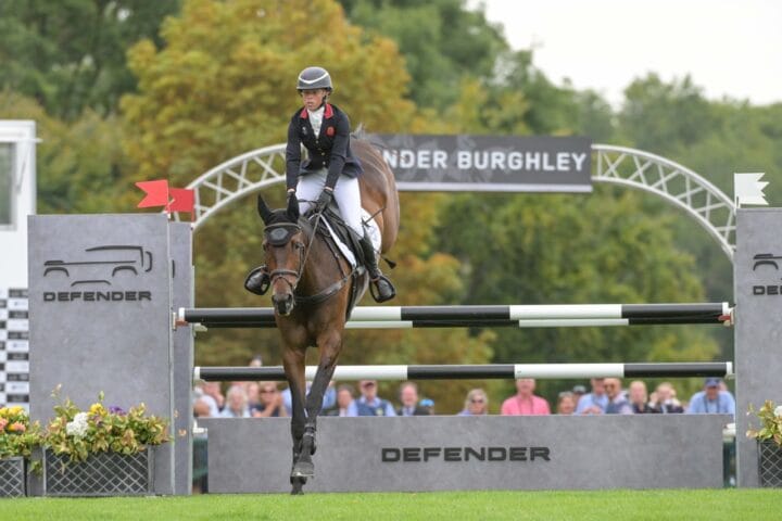 Rosalind Canter riding LORDSHIPS GRAFFALO during Showjumping phase of the Defender Burghley Horse Trials