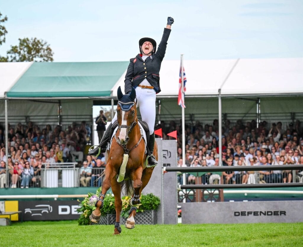 Gemma Stevens and CHILLI KNIGHT win the Defender Burghley Horse Trials